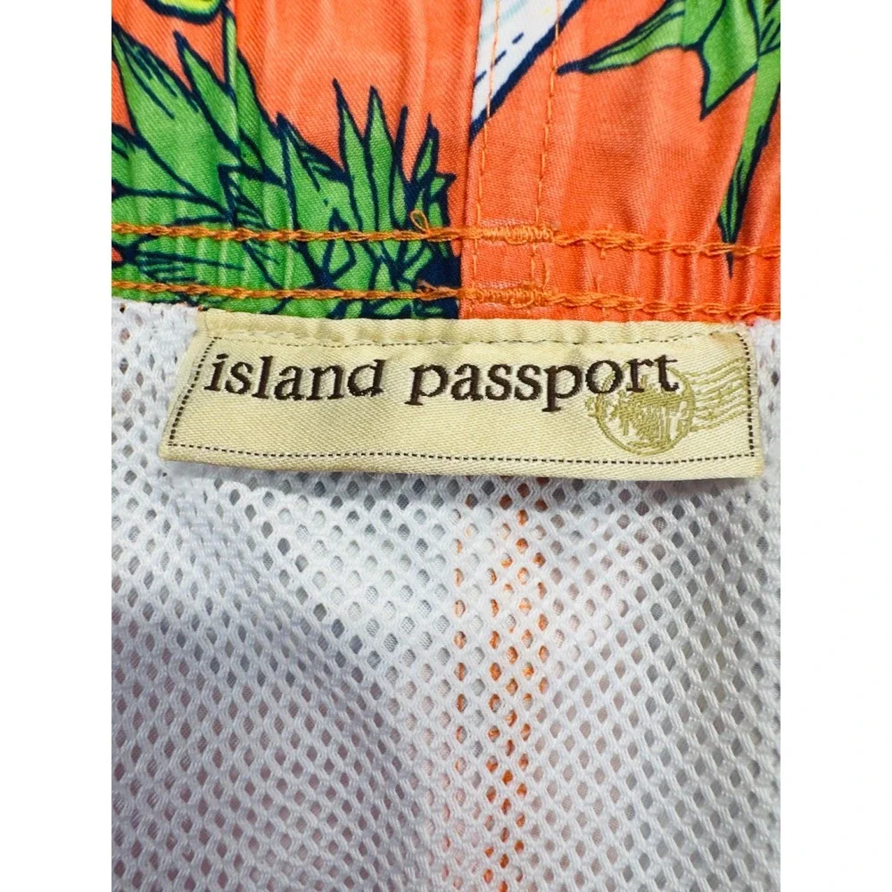 Island Passport 3XL Mens Swim Trunks Pineapple Cocktail Print Mesh Lined Orange